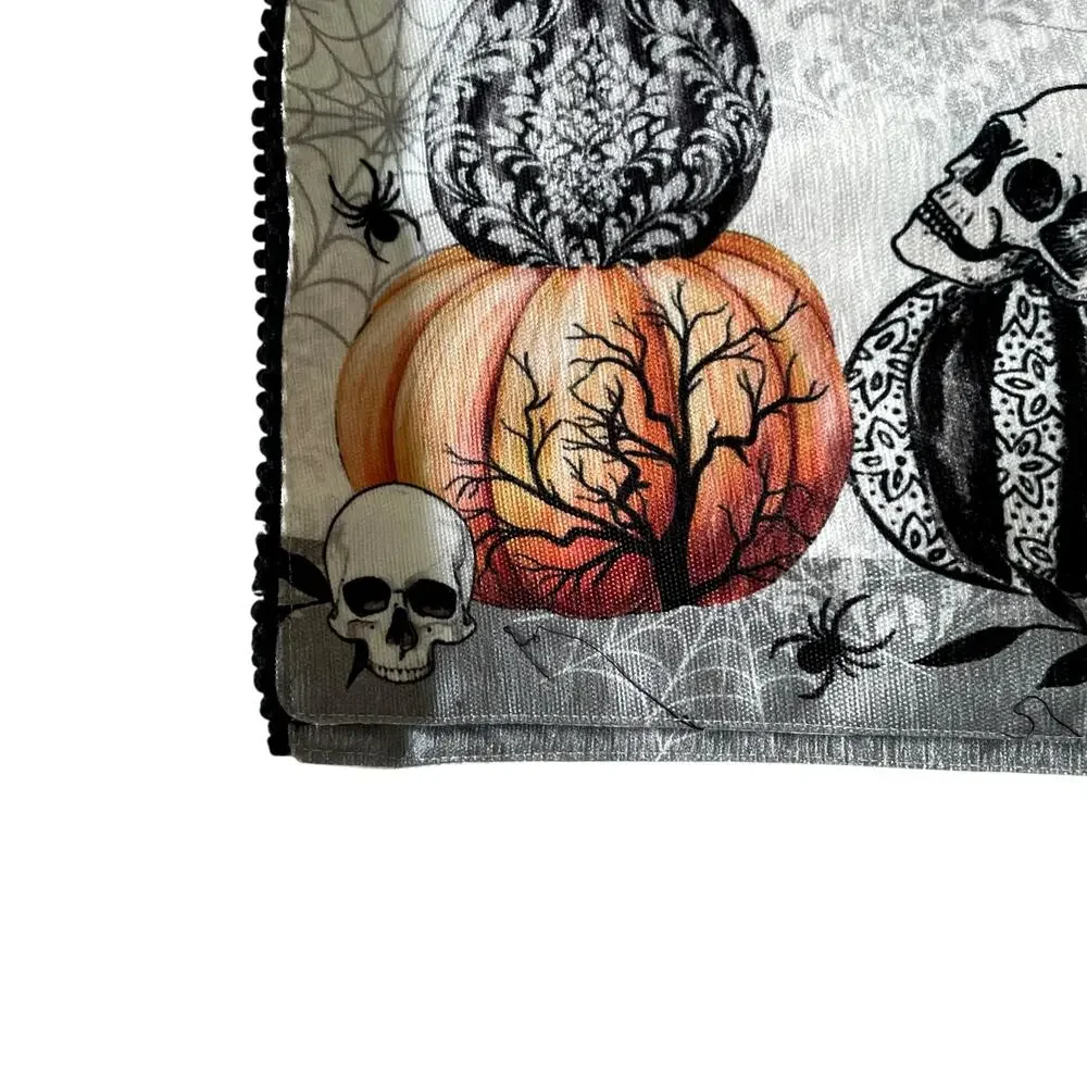Rachel Zoe MACKENZIE PUMPKIN Halloween Placemats 13x19 Set of 4 Spooky New